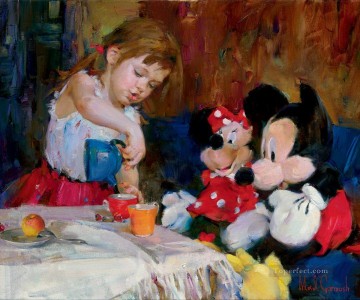 L’heure du thé avec Mickey et Minnie MIG Disney Peinture à l'huile